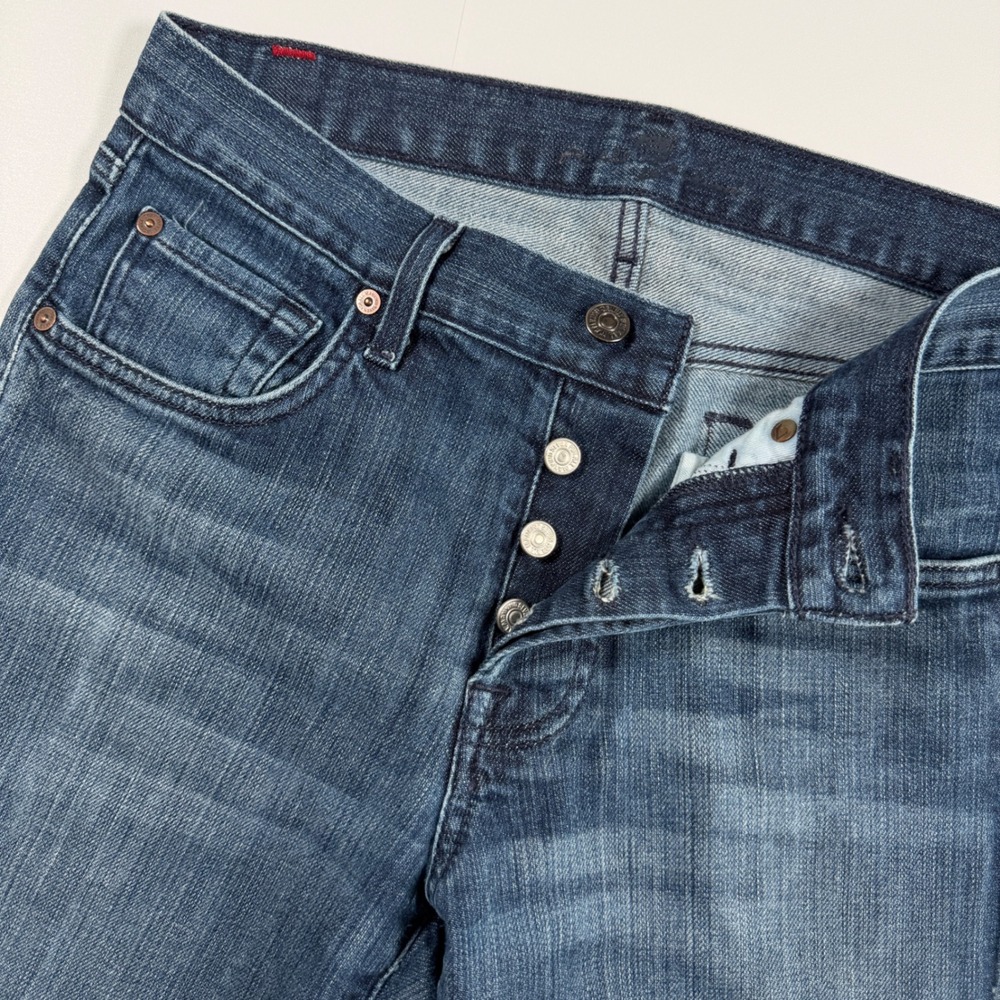 7 For All Mankind Bootcut Jeans Women 29 Cotton Spandex Blue Denim Button Fly